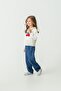 Cherry Embroidered Knitwear Vest Shirt Jeans Pants Set Beige - 2
