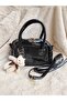 Shiny Leather Women's Bag with Hand & Shoulder Strap and Teddy Bear - 4