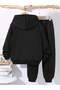 Sxty Seven 67 Printed Children's 2-Piece Set Bottom-Top Set Sweatshirt 3 Thread Ş Fleece-Lined Wide Fit Hoodie - 2