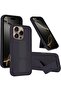 iPhone 16 Pro Case with Finger Grip and Magnetic Kickstand (Dark Purple)