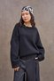 Schwarzer lockerer Strickpullover - 5