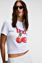 Elvera Women's 100% Cotton Comfort Fit Printed Short Sleeve Round Neck White / Patterned T-Shirt - 5