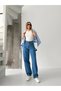 Baggy Loose-Leg Jeans with Belt, Embroidered Detail and Buckle - 6