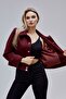 Amelie Burgundy Regular Cashmere Jacket with Snap Closure - 2