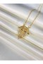 Women's Knight Gold Steel Necklace Serenay Leyla Necklace with Zircon Stone Trend - 3