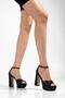 Black Stone Platform Heeled Evening Dress Shoes - 3