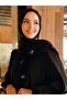 شال شيفون كريب أسود مطرز من Cemre - 3