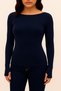 Ultra Soft Cotton Woven Long Sleeve Princess Collar Finger-Looped Body Modal T-Shirt - Fitted/Slim Fit - 4
