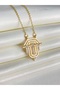 Women's Knight Gold Steel Necklace Serenay Leyla Necklace with Zircon Stone Trend - 4