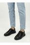 Black Genuine Leather Lace-Up Sneaker Shoes - 2