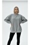 Oversized Wide Fit Crew Neck Plain Basic Sweatshirt Gray - 2