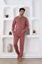 Men's Winter Comfort Fit Henley Collar Button down Cotton Pajama Set - 2