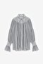 Women's Oversized Ruched Low-Shoulder Textured Shirt - Cuff Detail