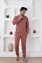 Men's Winter Comfort Fit Henley Collar Button down Cotton Pajama Set - 4