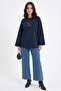Butterfly Embroidered Oversized Navy Blue Sweat - 5