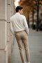 Men's Regular Fit High Neck Cream Knit Sweater - 6