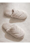 Lcw Steps Beige Embroidered Plush Women's House Slippers - 2