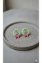Pastel Wreath – Handmade Green Wreath & Pink Bow Christmas Earrings |   Polymer Clay |   5 cm - 2