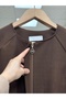 Fatoma Coat with Elasticated Sleeves and Hidden Zipper-Nl1181 Brown - 5