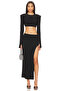 Women's Black Double Layer Sandy Fabric Shoulder Pad Pack Crew Neck Hand Knitted Long Sleeve Crop Blouse - 4