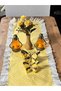 Ruffled Scalloped Floral Vintage Duck Linen Runner Yellow Decorative Cover 40X110 - 3