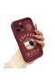 iPhone 16 Pro Max Compatible Silicone Material Shockproof Simple Burgundy Color Case - 3