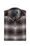 Albini Brown Gray Plaid Flannel Tailor Fit Cotton Lumberjack Shirt - 2