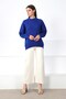 Cobalt Women's Half Turtleneck Cashmere Knit Sweater with Slit Detail on the Sleeve - 5