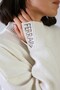 Ecru Half Turtleneck Cashmere Women's Knitwear Sweater with Slit Detail on the Sleeves - 2
