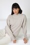 A.Beige Half Turtleneck Cashmere Women's Knitwear Sweater with Sleeve Slit Detail - 3