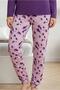 Long Sleeve Viscose Pajama Set Lace Detail Comfortable Casual Sleepwear Set - 3