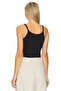 Women's Black U-Neck Zero Sleeve Double Layer Sandy Fabric Crop Tank Top - 3