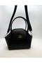 Women's Black Faux Leather Handbag, Shoulder & Crossbody Bag – Modern Oval Shape, Stylish and Convenient Design - 3