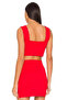 Women's Red Square Neck Backless Double Layered Sandy Fabric Crop Tank Top - 3