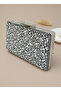 Luxury Black Suede 5 Size Silver Crystal Stone Embroidered Evening Dress Bag |   And Night Clutch - 2