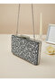 Luxury Black Suede 5 Size Silver Crystal Stone Embroidered Evening Dress Bag |   And Night Clutch - 4