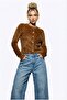 Premium Plush Heart Button Women's Cardigan
