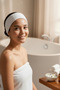 2-Piece Bath and Grooming Towel Headband Set - Scrunchie for Post-Shower Makeup and Skincare (White) - 7
