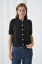 Women's Crew Neck Button Closure Wool Blend Glitter Knit Sweater 8643Sw - 3
