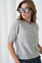 Women's Crew Neck Button Closure Wool Blend Glitter Knit Sweater 8643Sw