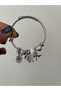 Silver Charm Detailed Steel Bracelet – Stylish Design with Daisy, Butterfly & Star Figures - 2