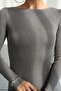 Women's Boat Neck Piped Gray Long Dress - 2