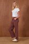Women's piped Elastic Wide-Leg Pants with Lace-Up Waist - 3