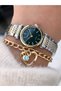 Women's Watch, Green-Yellow Steel Band, Mini Case, Roman Numerals, in Stylish Gift Box with Bracelet Gift - 4