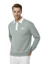 Men's Mint Green Relax Fit Fleece Lined Polo Neck Sweatshirt – Cotton Thick Sweatshirt 2600762