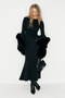 Noche women's round neck back transparent mesh detailed stretch fabric black dress