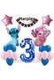 Lilo Stitch Balloon and Angel 3Rd Birthday Party Balloon Set Navy Blue Number and Happy Birthday Banner