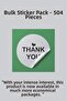 Thank You Sticker 504 Pieces – White Coated – Round Cut 3.7 cm – Packaging Label - 3