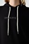 Black Hooded Kangaroo Pocket Comfortable Fit Elastic Cuff Women's Tracksuit Set - 95288 - 3