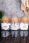 3-Piece Wooden Ball Lid Transparent Label Ear Makeup Cotton Bath Set Storage Container Glass Cotton Set